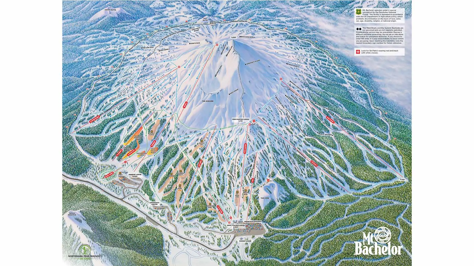 Mt. Bachelor Trail Map - Winter 25/26