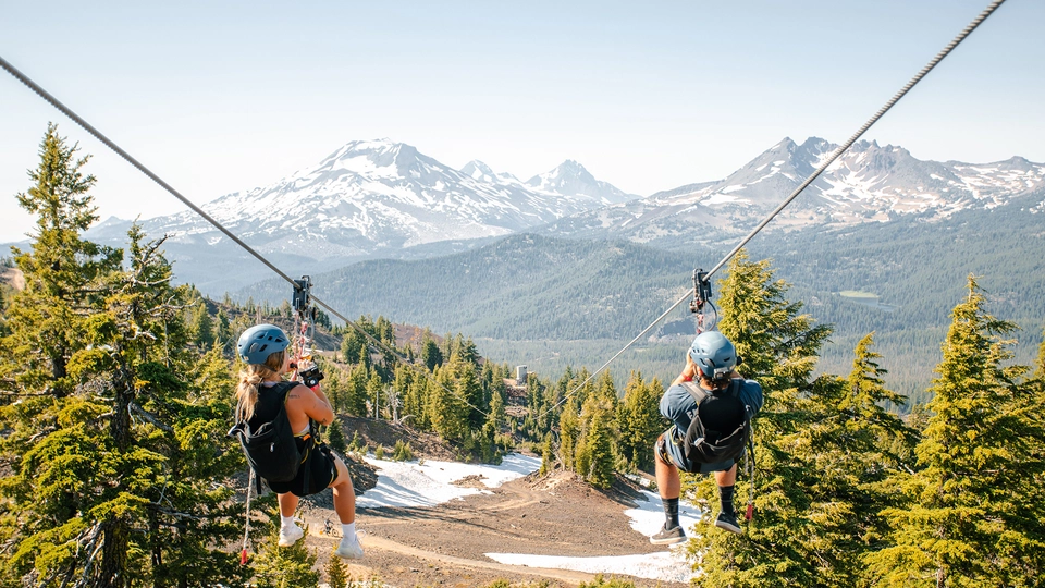 ZipTour at Mt. Bachelor with sweeping views of the Cascades.
